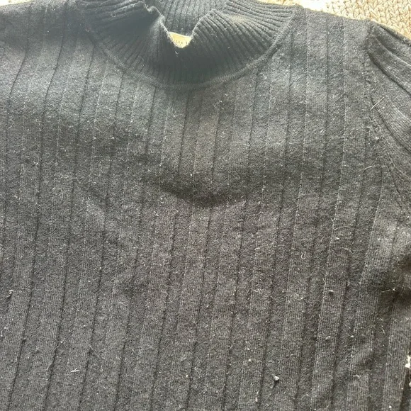 Sezane Black Ribbed Mini Sweater Gabriella Dress - Picture 4 of 5